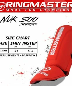 RingMaster Sports RingMaster Kids Shin Instep Guard Nuk Soo Series Red
