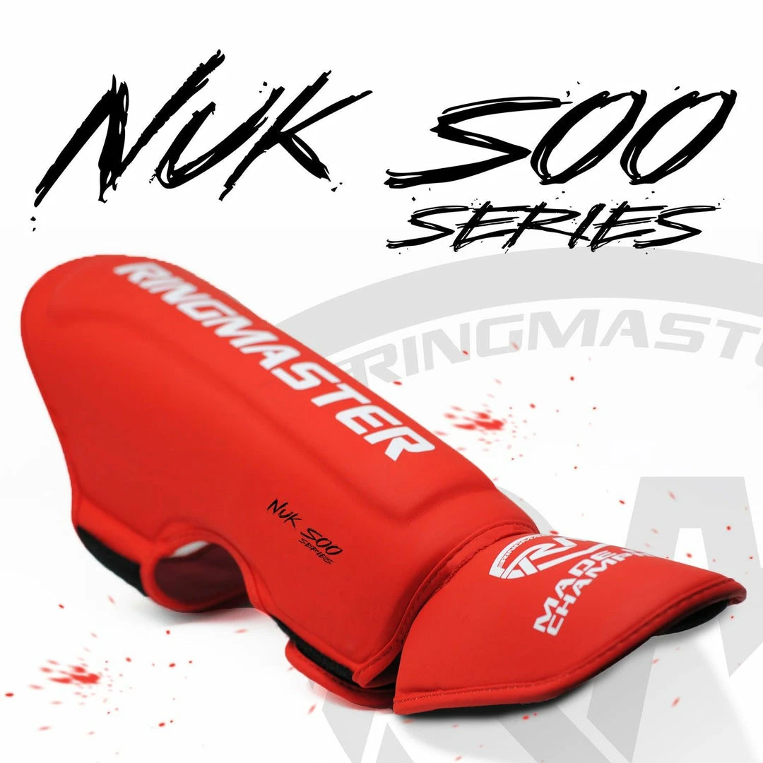 Kickboxing RingMaster Sports Shin Instep Guard Nuk Soo Series Red