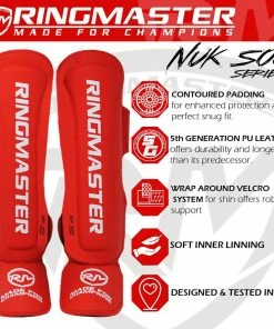 Kickboxing RingMaster Sports Shin Instep Guard Nuk Soo Series Red