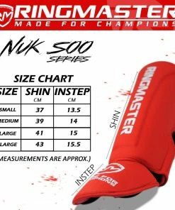 Kickboxing RingMaster Sports Shin Instep Guard Nuk Soo Series Red