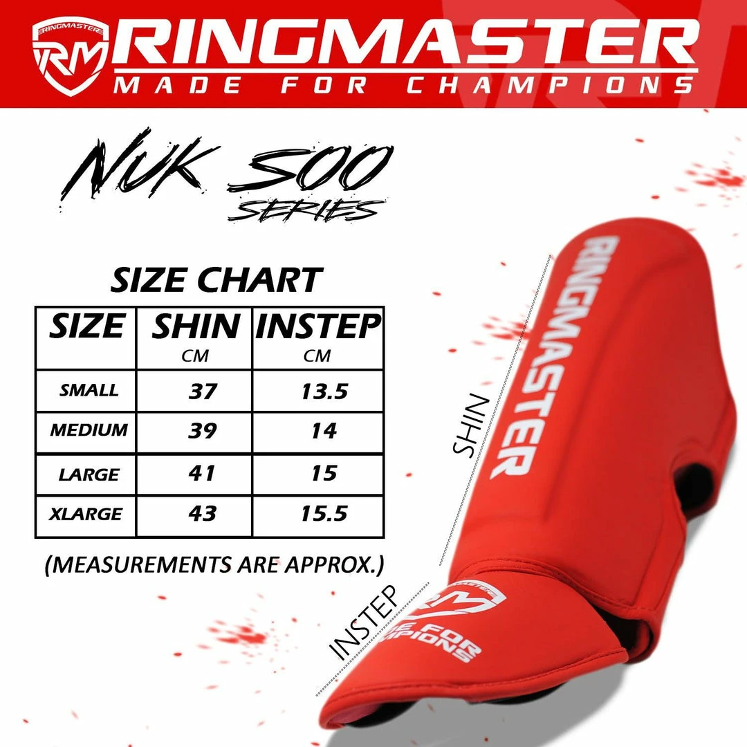 Kickboxing RingMaster Sports Shin Instep Guard Nuk Soo Series Red