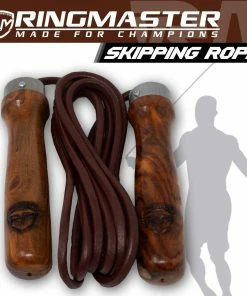RingMaster Sports Wooden Handle Leather Skipping Rope