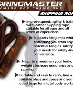 RingMaster Sports Wooden Handle Leather Skipping Rope