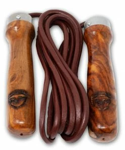 RingMaster Sports Wooden Handle Leather Skipping Rope