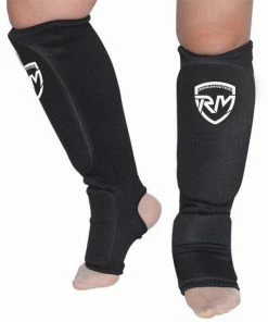RingMaster Sports Slip-on Elastic Shin & Instep Pads Black