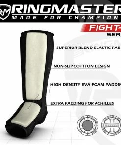 RingMaster Sports Slip-on Elastic Shin & Instep Pads Black