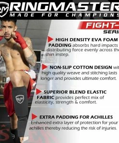 RingMaster Sports Slip-on Elastic Shin & Instep Pads Black