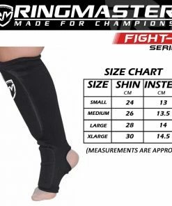 RingMaster Sports Slip-on Elastic Shin & Instep Pads Black