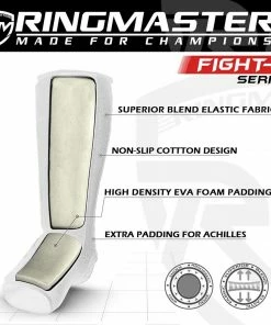 RingMaster Sports Elastic Shin & Instep Pads White Kickboxing