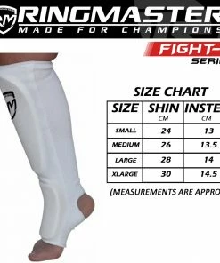 RingMaster Sports Elastic Shin & Instep Pads White Kickboxing