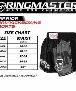 RingMaster Sports Warrior Thai / Kickboxing Shorts Black