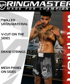 RingMaster Sports Warrior Kids Thai / Kickboxing Shorts Black