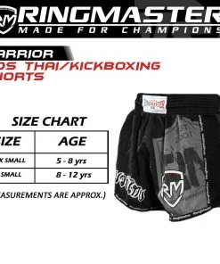 RingMaster Sports Warrior Kids Thai / Kickboxing Shorts Black