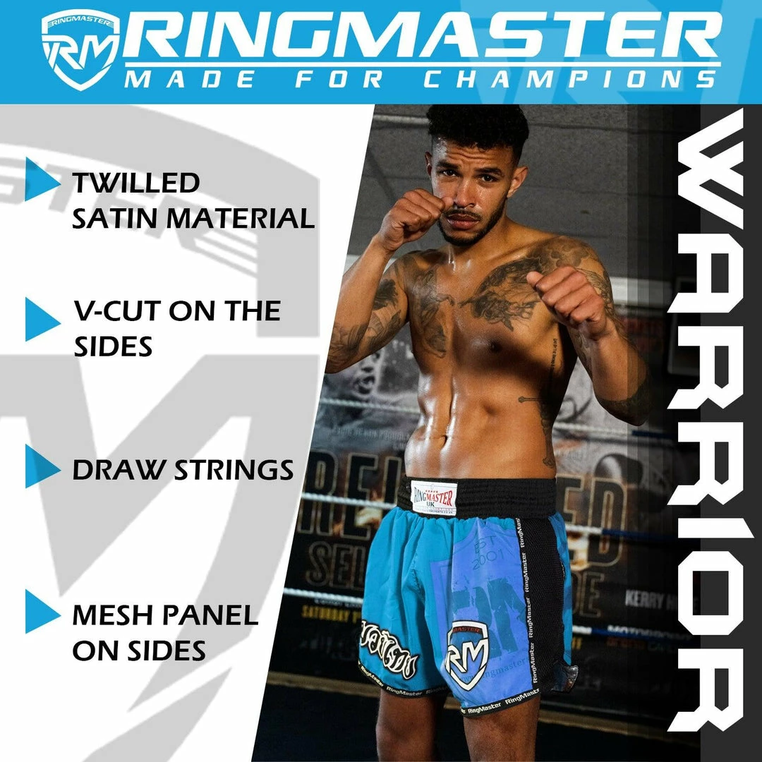 RingMaster Sports Warrior Kids Thai / Kickboxing Shorts Blue