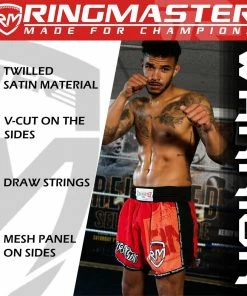 RingMaster Sports Warrior Thai / Kickboxing Shorts Red