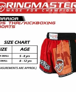 RingMaster Sports Warrior Kids Thai / Kickboxing Shorts Red