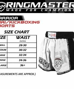 RingMaster Sports Warrior Thai / Kickboxing Shorts White