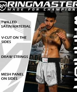 RingMaster Sports Warrior Thai / Kickboxing Shorts White