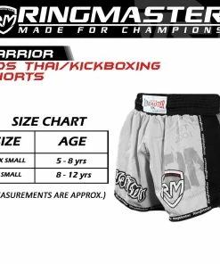 RingMaster Sports Warrior Kids Thai / Kickboxing Shorts White
