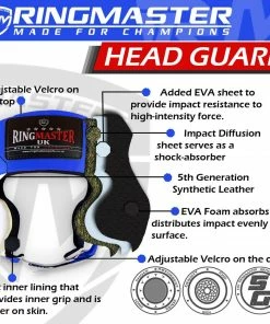 RingMaster Sports Boxing HeadGuard Synthetic Leather Blue And White