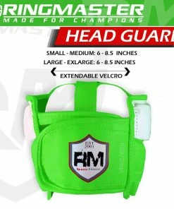 RingMaster Sports Boxing HeadGuard Synthetic Leather Green And White