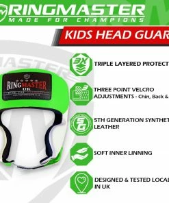 RingMaster Sports Kids Boxing HeadGuard Green And White