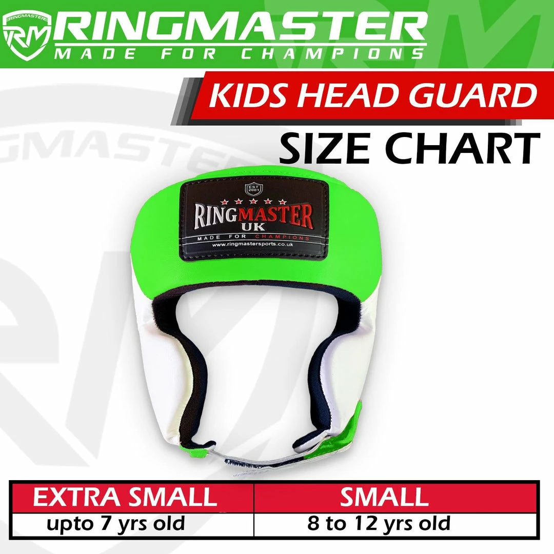 RingMaster Sports Kids Boxing HeadGuard Green And White