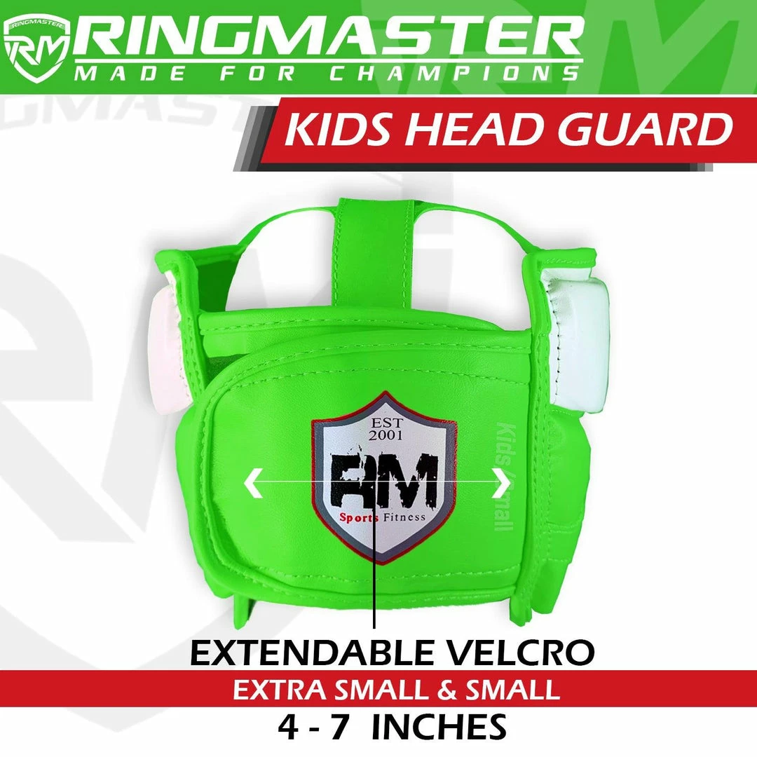 RingMaster Sports Kids Boxing HeadGuard Green And White