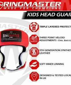 RingMaster Sports Kids Boxing HeadGuard Red And White
