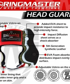 RingMaster Sports Boxing HeadGuard Synthetic Leather Red And White