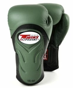 Brands BGVL6 Twins Olive Green-Black Deluxe Velcro Boxing Gloves