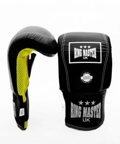 RingMaster Sports Genuine Leather Bag Mitts Black Boxing