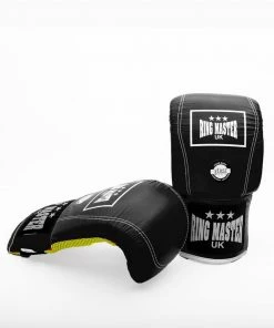 RingMaster Sports Genuine Leather Bag Mitts Black Boxing