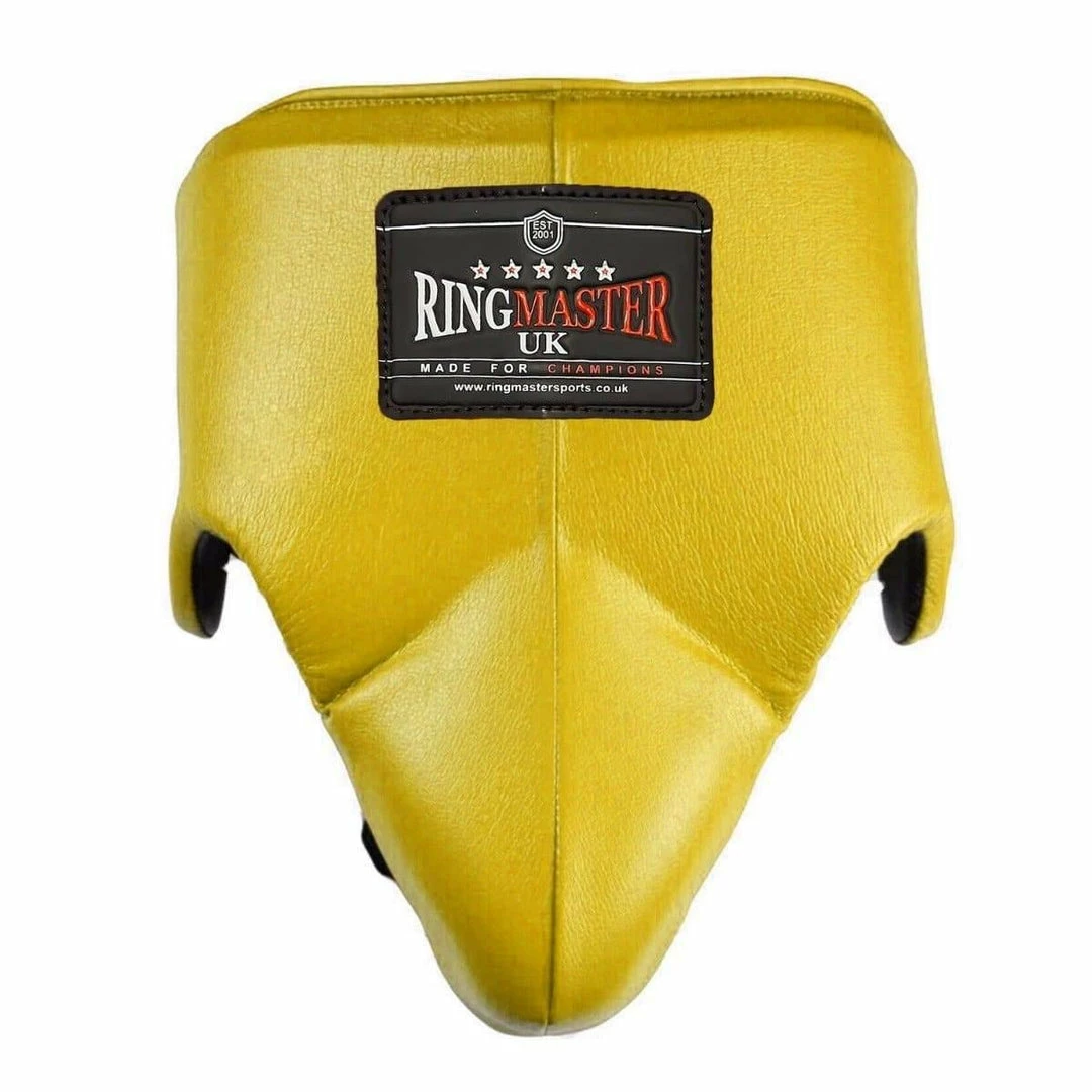 RingMaster Sports Groin Guard Genuine Leather Gold Boxing