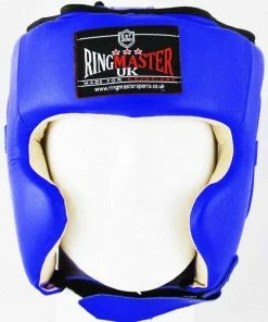 RingMaster Sports Boxing HeadGuard Genuine Leather Blue