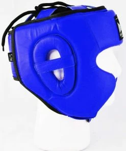 RingMaster Sports Boxing HeadGuard Genuine Leather Blue