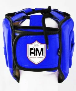 RingMaster Sports Boxing HeadGuard Genuine Leather Blue