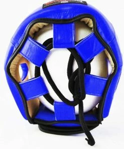 RingMaster Sports Boxing HeadGuard Genuine Leather Blue