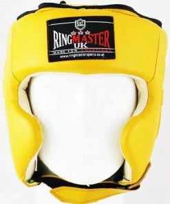 RingMaster Sports Boxing HeadGuard Genuine Leather Yellow