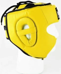 RingMaster Sports Boxing HeadGuard Genuine Leather Yellow