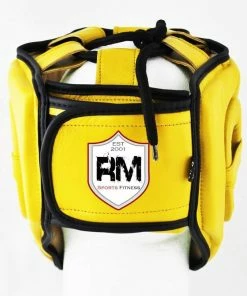 RingMaster Sports Boxing HeadGuard Genuine Leather Yellow
