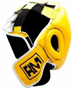 RingMaster Sports Boxing HeadGuard Genuine Leather Yellow And Black