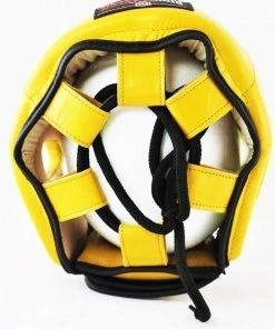RingMaster Sports Boxing HeadGuard Genuine Leather Yellow