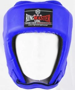 RingMaster Sports Open Face Boxing HeadGuard Synthetic Leather Blue