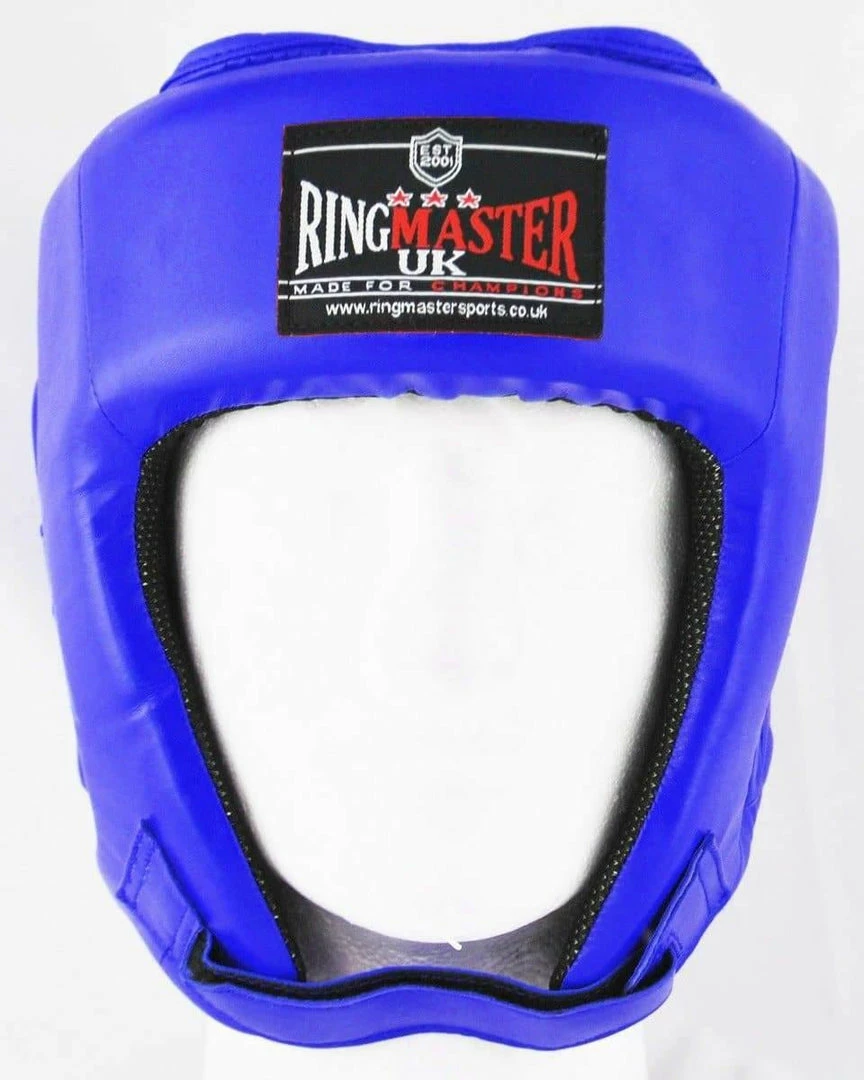 RingMaster Sports Open Face Boxing HeadGuard Synthetic Leather Blue