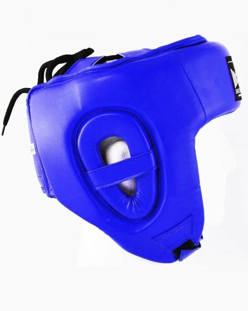 RingMaster Sports Open Face Boxing HeadGuard Synthetic Leather Blue