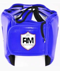 RingMaster Sports Open Face Boxing HeadGuard Synthetic Leather Blue