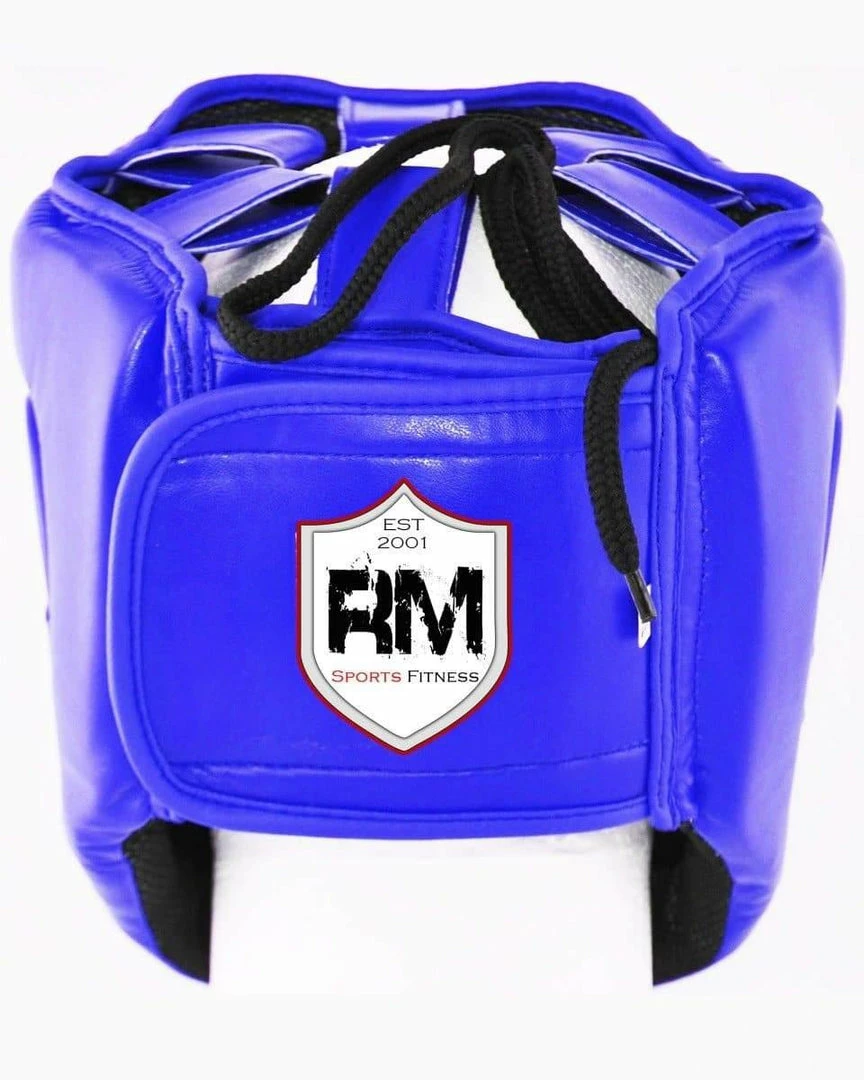RingMaster Sports Open Face Boxing HeadGuard Synthetic Leather Blue