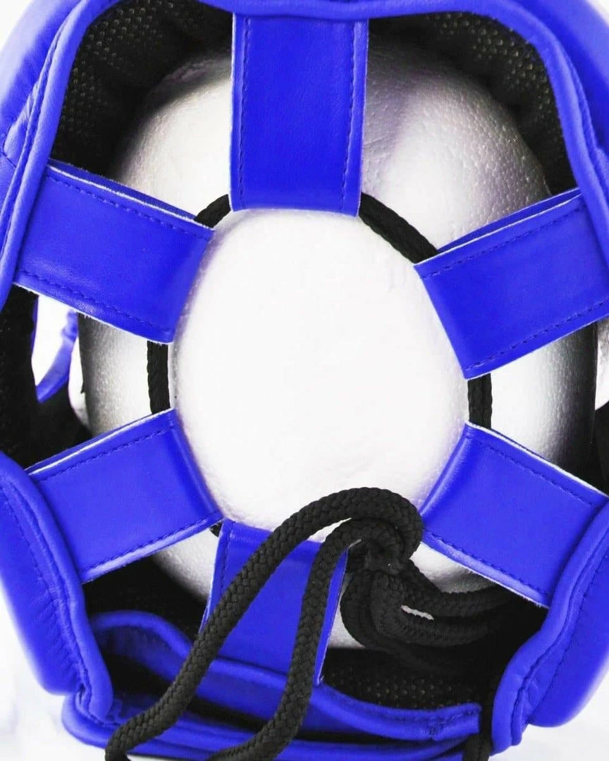 RingMaster Sports Open Face Boxing HeadGuard Synthetic Leather Blue