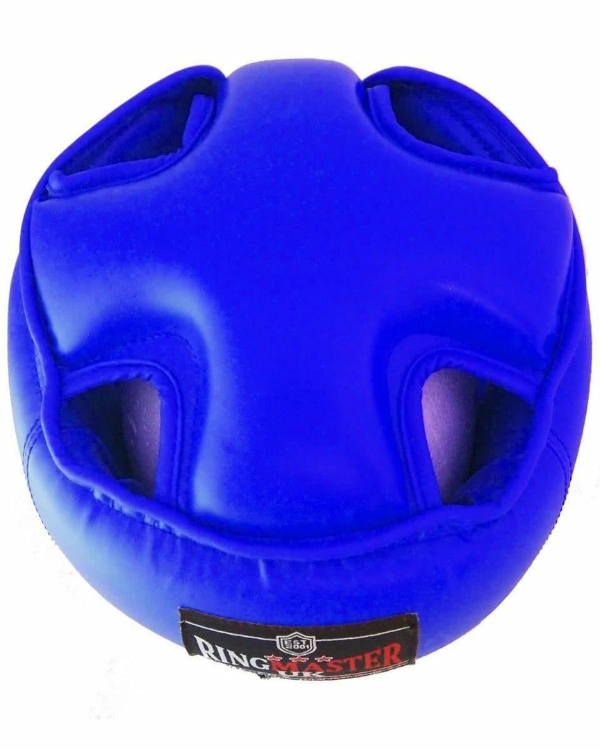 RingMaster Sports Open Face Headguard AIBA Styled Blue Kickboxing